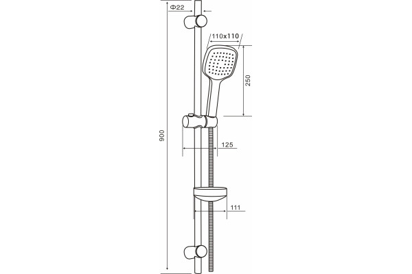 Душевой гарнитур Orange O-Shower OS063 хром, штанга 90 см, шланг 150 см