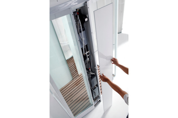 Душевая кабина Orans SR-89101RS белая, с баней, квадратная, поддон средний