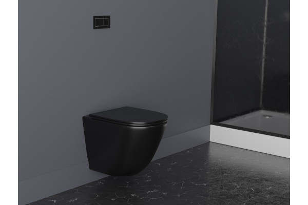 Унитаз подвесной Owl 1975 Vind Cirkel-H Matt Black OWLT190305 безободковый черный, 37x49 см