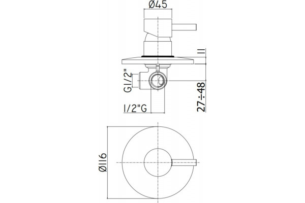 Смеситель Paffoni Light LIG011CR С ВНУТРЕННЕЙ ЧАСТЬЮ, для душа, однорычажный, хром