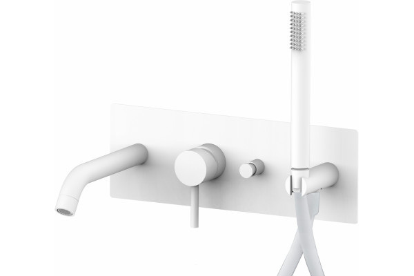 Смеситель Paffoni Light LIG001BO с внутренней частью для ванны с душем, белый, однорычажный, длина излива 20.2 см