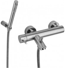 Смеситель Paffoni Light LIG023ST для ванны с душем, сталь, однорычажный, длина излива 15.4 см