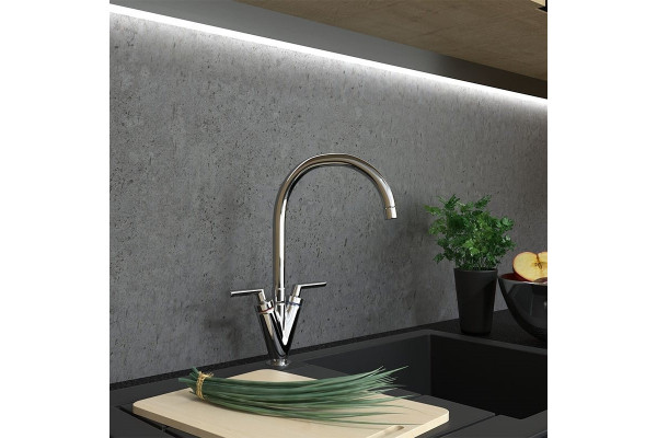 Смеситель Paini Neptune 64CR572NPKM для кухонной мойки двухвентильный, хром
