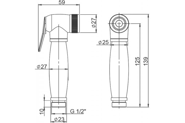 Гигиенический душ Paini 53CR174KIT-shower хром, штанга 16.2 см