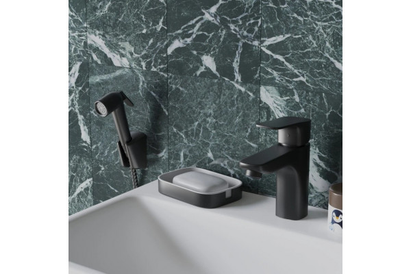 Смеситель для раковины Paini Viva Style P4YO205/574 с гигиеническим душем, черный, однорычажный, длина излива 11.7 см
