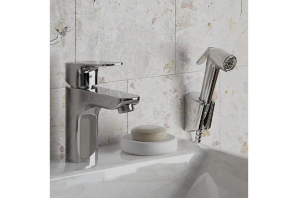 Смеситель для раковины Paini Viva Style P4CR205/574 с гигиеническим душем, хром, однорычажный, длина излива 11.7 см