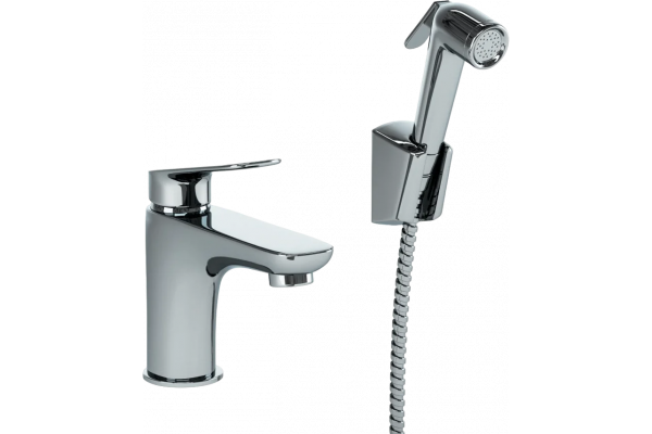 Смеситель для раковины Paini Laguna LACR205/574 с гигиеническим душем, хром, однорычажный, длина излива 11.8 см
