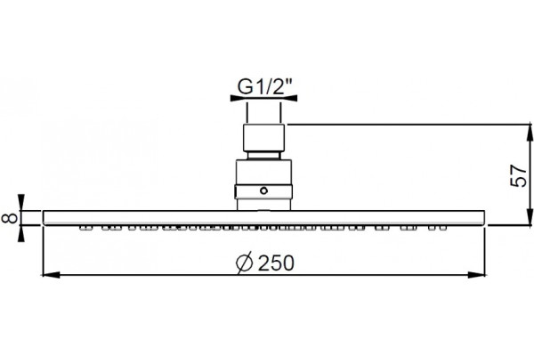 Верхний душ Paini 50PJ759TT25 золото, штанга 5.7 см, 1 режим