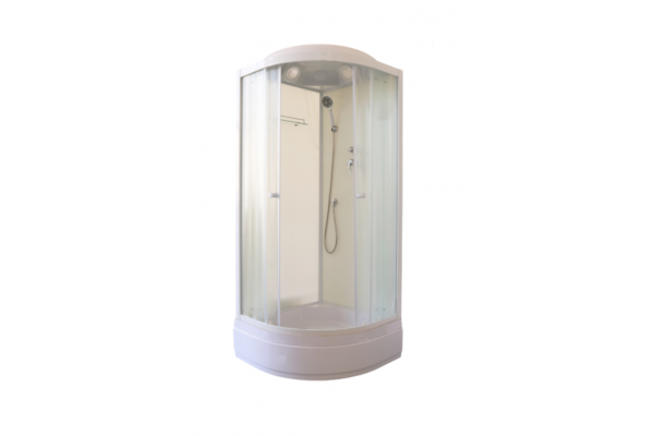 Душевая кабина Parly Bianco BM86 85x85х215 профиль белый, стекло матовое, четверть круга, поддон средний