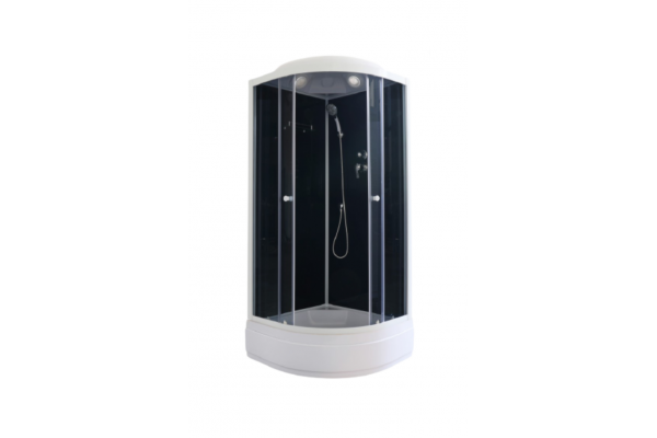 Душевая кабина Parly Classic CM101 100x100х215 профиль белый, стекло тонированное, четверть круга, поддон средний