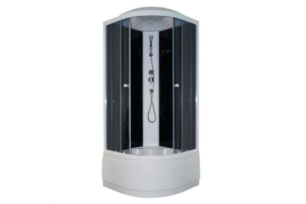 Душевая кабина Parly Classic EC821 80х80х215 профиль белый, стекло тонированное, четверть круга, поддон глубокий