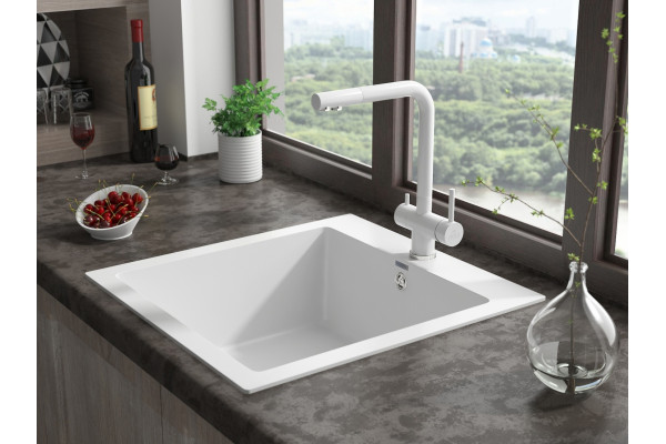 Смеситель Paulmark Skalen Sk213020-431 для кухонной мойки однорычажный, белый