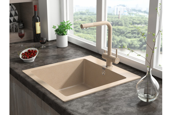 Смеситель Paulmark Skalen Sk213020-302 для кухонной мойки однорычажный, бежевый