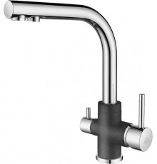 Смеситель Paulmark Es213011-DGCR для кухонной мойки, графит-хром, однорычажный, высота излива 21.4 см