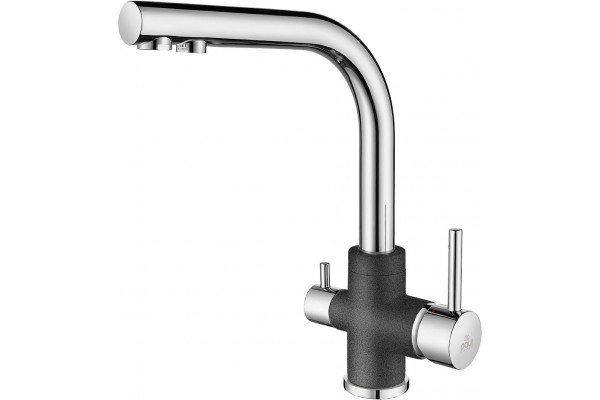 Смеситель Paulmark Es213011-DGCR для кухонной мойки, графит-хром, однорычажный, высота излива 21.4 см