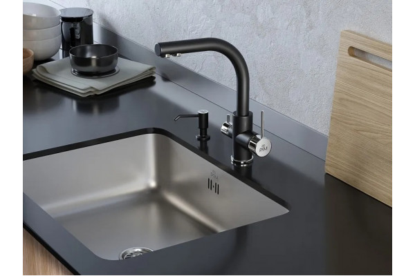 Смеситель Paulmark Essen Es213011-401TB для кухонной мойки, антрацит, однорычажный, черный