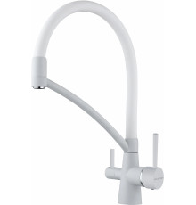 Смеситель Paulmark Sigen Si213111-431TW для кухонной мойки, белый матовый, однорычажный, высота излива 23.5 см