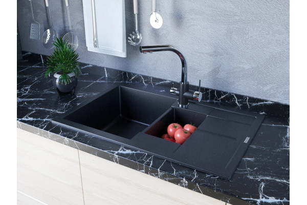Смеситель Paulmark Es213011-BLMCR для кухонной мойки однорычажный, высота излива 18.7 см