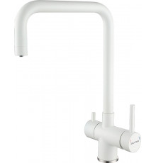Смеситель Paulmark Wetter We213030-431 для кухонной мойки, белый матовый, однорычажный, высота излива 26.2 см
