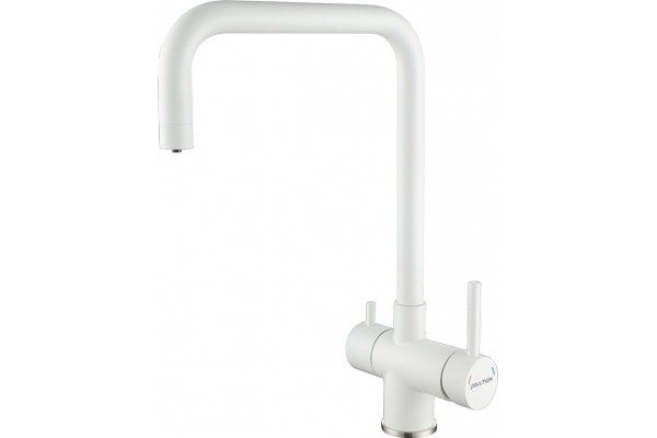 Смеситель Paulmark Wetter We213030-431 для кухонной мойки, белый матовый, однорычажный, высота излива 26.2 см