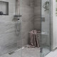 Душевой лоток Pestan Confluo Frameless Line 850 матовый хром в пол около стены, выпуск боковой