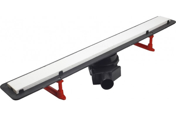 Душевой лоток Pestan Confluo Frameless Line 650 матовый хром в пол около стены, выпуск боковой