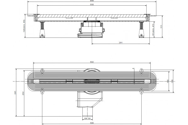 Душевой лоток Pestan Confluo Slim Line 550 с решеткой, хром, в пол около стены