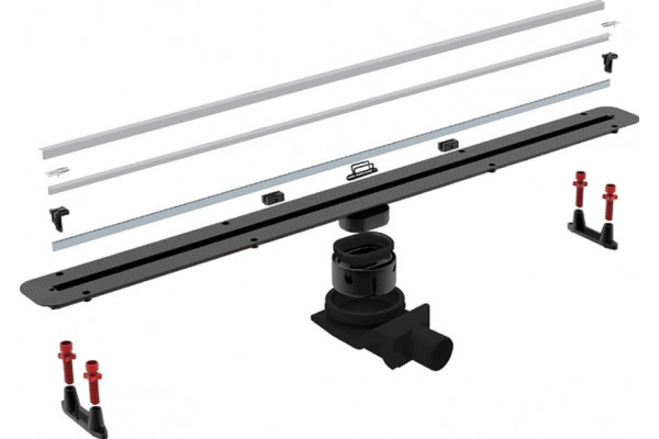 Душевой лоток Pestan Confluo Slim Line 650+ хром матовый в пол около стены, выпуск боковой