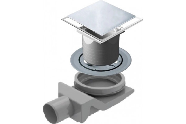 Душевой трап Pestan Confluo Standard Plate 8 13702560 15х15 см, хром, в пол около стены, выпуск боковой