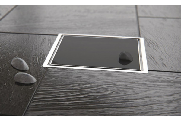 Душевой трап Pestan Confluo Standard Black Glass 1 15x15 хром, черный, в пол около стены