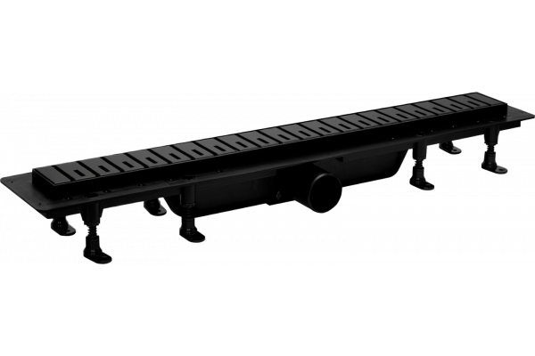 Душевой лоток Plastbrno DESIGN 6 SZA6550 с решеткой и опорами, черный, в пол около стены, выпуск прямой
