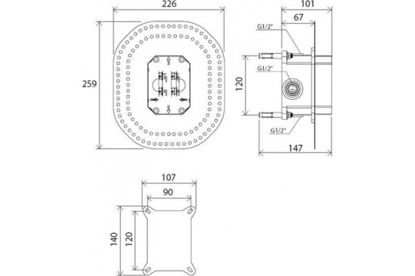 Скрытая часть смесителя Ravak R-box RB 070.50 (X070052)