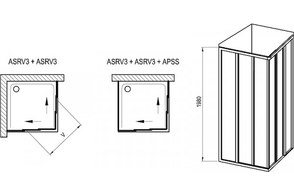 Душевая дверь Ravak Supernova ASRV3-80 198 15V403R2Z1