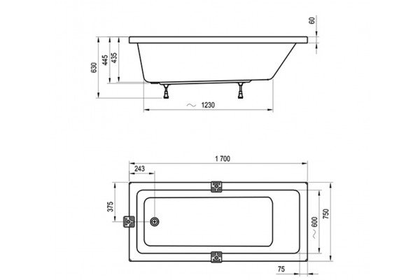 Акриловая ванна Ravak 10° 170x75 белая CA71000000