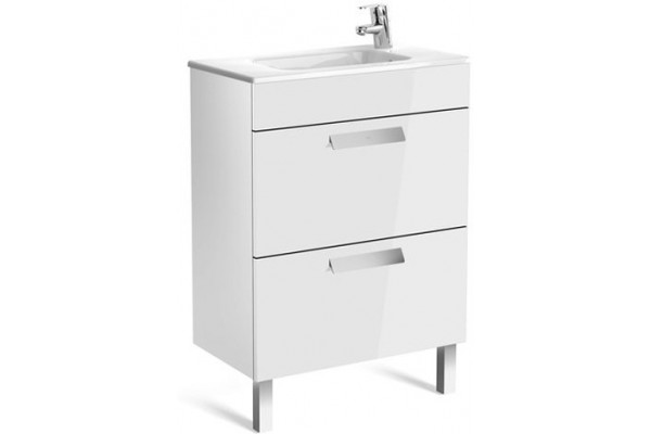 Тумба под раковину Roca Debba 60 2 ящика, белый глянец ZRU9302708