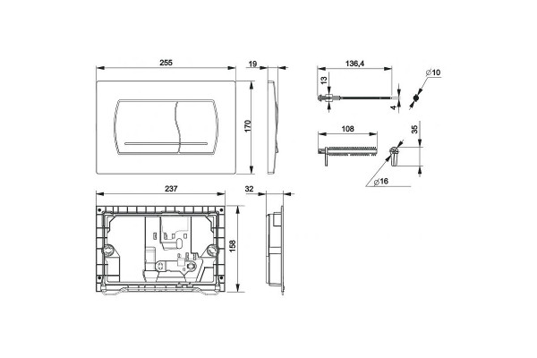 Клавиша для инсталляции Roca Active 52B хром матовая 8901150B2