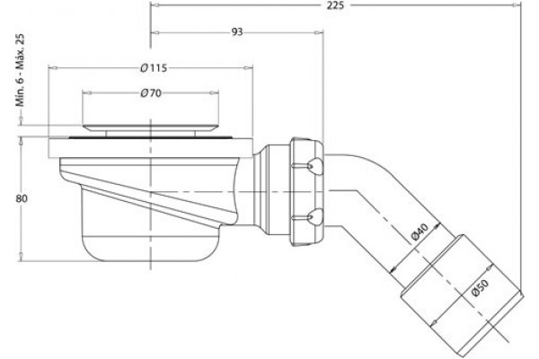 Сифон для поддона Radaway PB50T хром, выпуск боковой