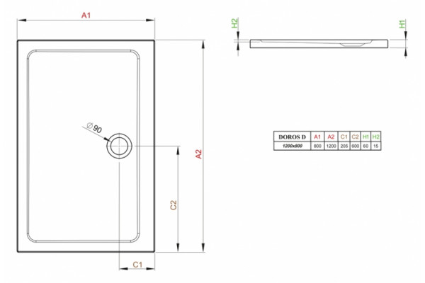 Поддон для душа Radaway Doros D80x120 прямоугольный, низкий