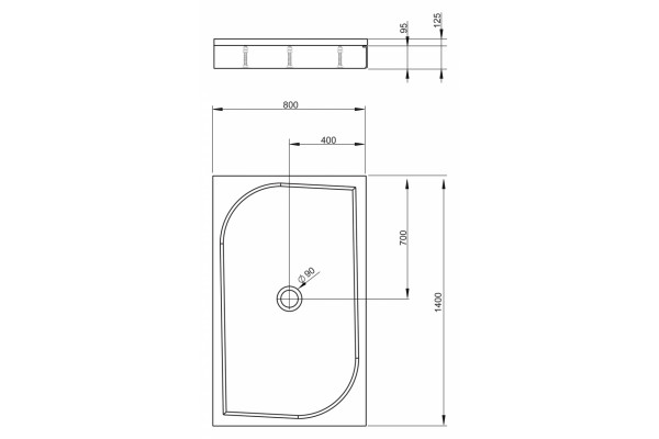 Поддон для душа Radaway Paros D1400 прямоугольный, низкий