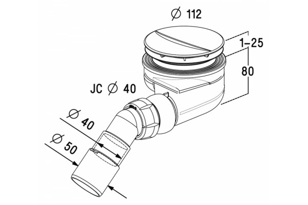Сифон для поддона Radaway Turboflow  белый, хром, выпуск с уклоном