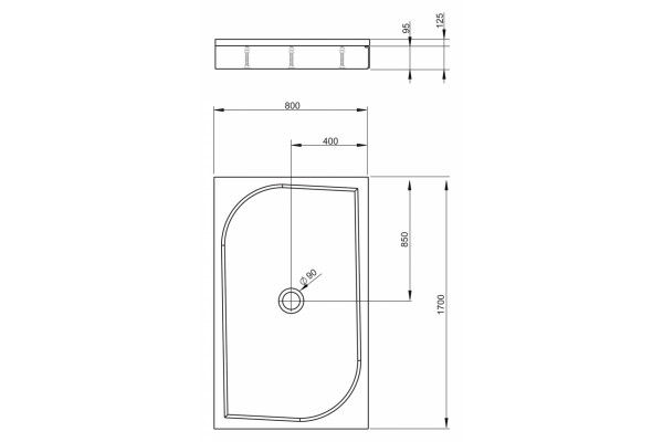 Поддон для душа Radaway Paros D1700 прямоугольный, низкий