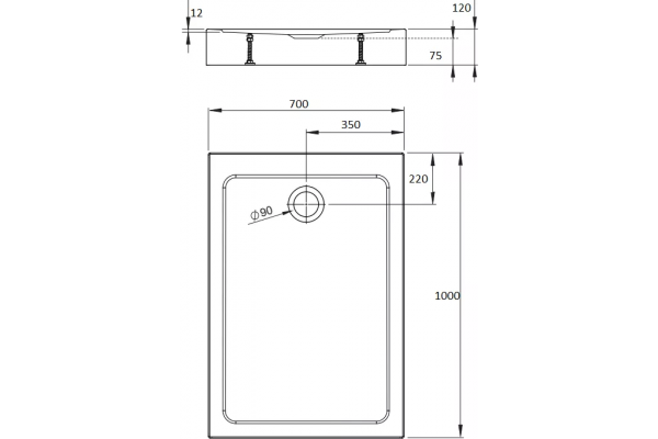 Поддон для душа Radaway Doros F Compact 100x70 прямоугольный, низкий