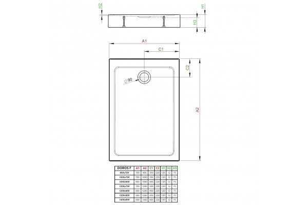 Поддон для душа Radaway Doros F Compact 120x70 прямоугольный, низкий