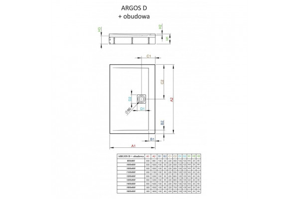 Поддон для душа Radaway Argos D 160x90 прямоугольный, низкий