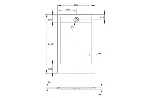 Поддон для душа Radaway Teos F 110x80, antracite, прямоугольный, низкий