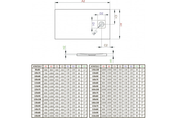 Поддон для душа Radaway Kyntos F 100x80, white, прямоугольный, низкий