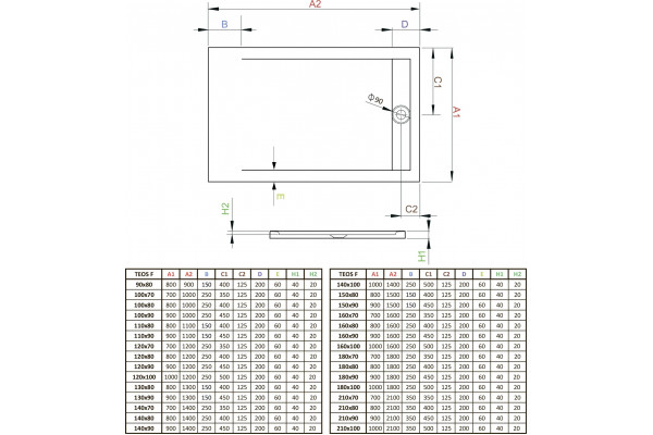 Поддон для душа Radaway Teos F 100x80, white, прямоугольный, низкий