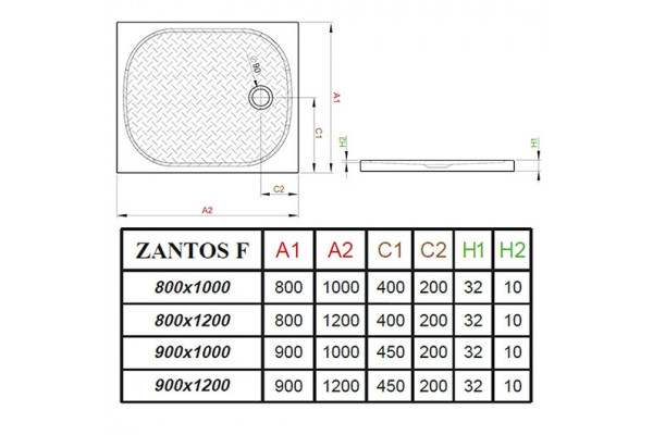 Поддон для душа Radaway Zantos F 100x80 прямоугольный, низкий