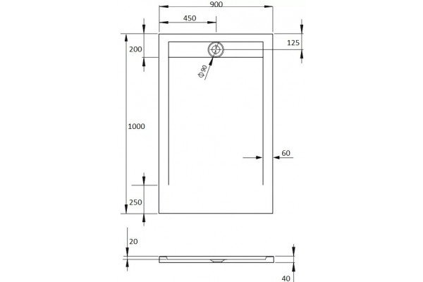 Поддон для душа Radaway Teos F 100x90, antracite, прямоугольный, низкий