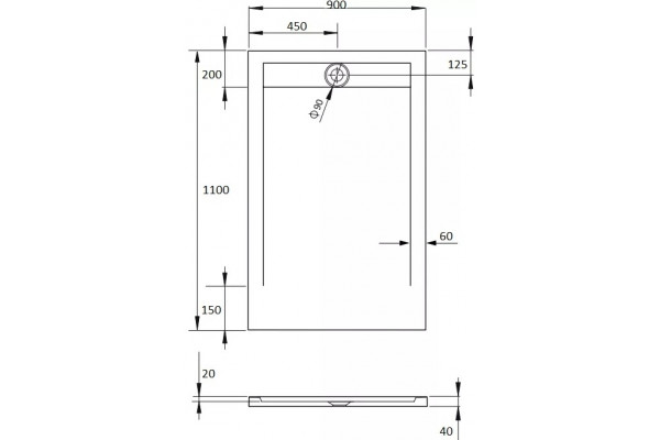 Поддон для душа Radaway Teos F 110x90, antracite, прямоугольный, низкий